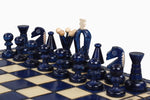 Charger l&#39;image dans la galerie, Pièces d&#39;échecs en Bois artisanale - Ensemble Couronne Bleue
