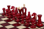 Charger l&#39;image dans la galerie, Pièces d&#39;échecs en Bois artisanale couleur Rouge
