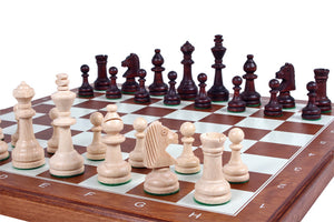 Jeu d'Échec en bois et Échiquier en Bois Staunton № 4 Pliant avec Intérieur de Rangement pièces d'échecs en bois de luxe originales