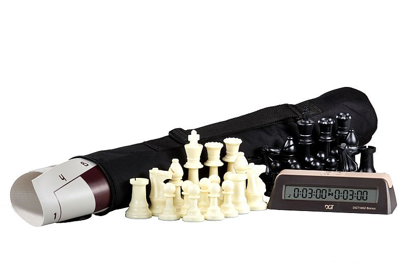 Jeu d'Échec & Échiquier Professionnel avec Pendule d'Échecs électronique - Pack Découverte