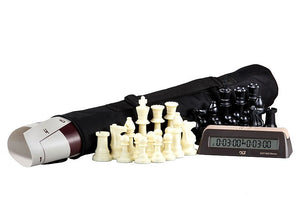 Jeu d'Échec & Échiquier Professionnel avec Pendule d'Échecs électronique - Pack Découverte