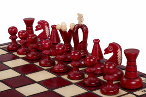 Pièces d'échecs en Bois artisanale couleur Rouge