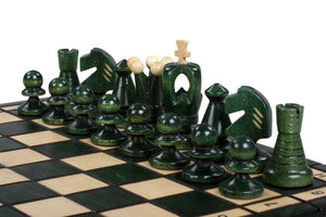 Pièces d'échecs en Bois artisanale de couleur verte