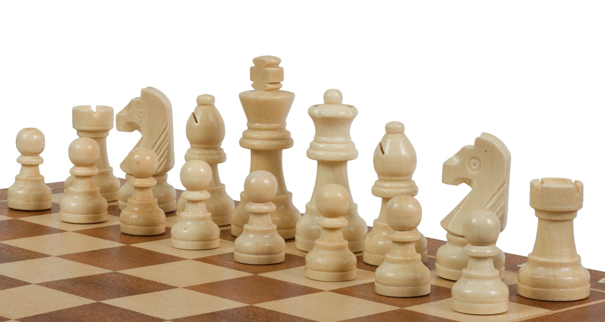 Pièces d'échecs en bois couleur blanche de jeu d'échecs en bois