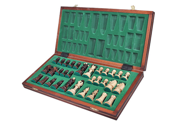Jeu D'Échecs En Bois Pliable 38 Cm - Pièces Staunton 7.6 Cm - Jeu 2 En 1 Avec Plateau Et Rangement