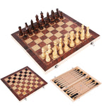 Charger l&#39;image dans la galerie, jeux d&#39;échecs en bois de voyage avec jeu de dame en bois, jeu d&#39;échecs en bois naturel
