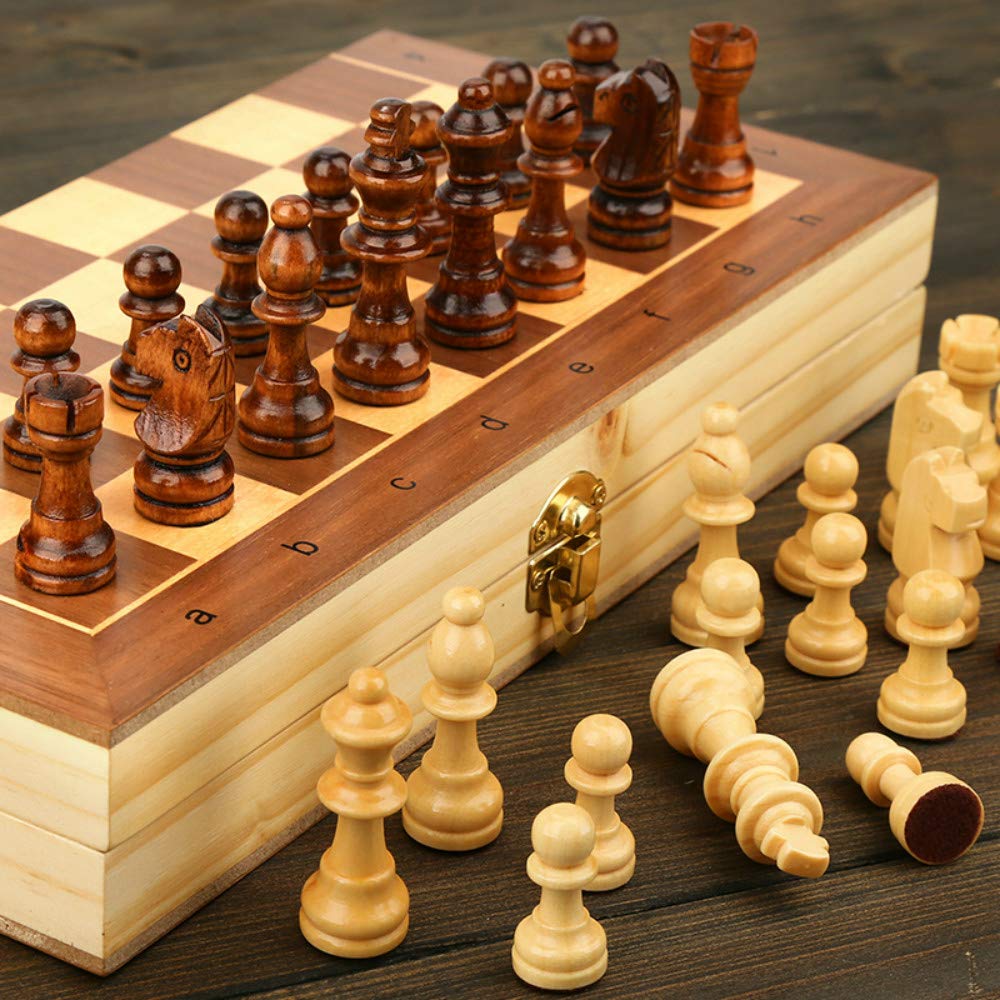 Jeux d'échecs en bois pliable de voyage magnétique, échiquier en bois et pièces d'échecs en bois