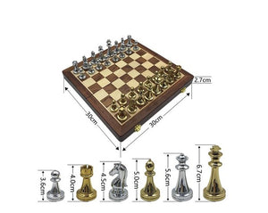jeu d'échec en bois de voyage de luxe échiquier en bois de voyage de luxe magnétique avec rangement intérieur les pièces d'échec en métal décorer pour voyager
