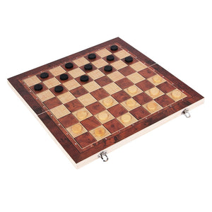 jeux d'échecs en bois de voyage avec jeu de dame en bois, jeu d'échecs en bois naturel