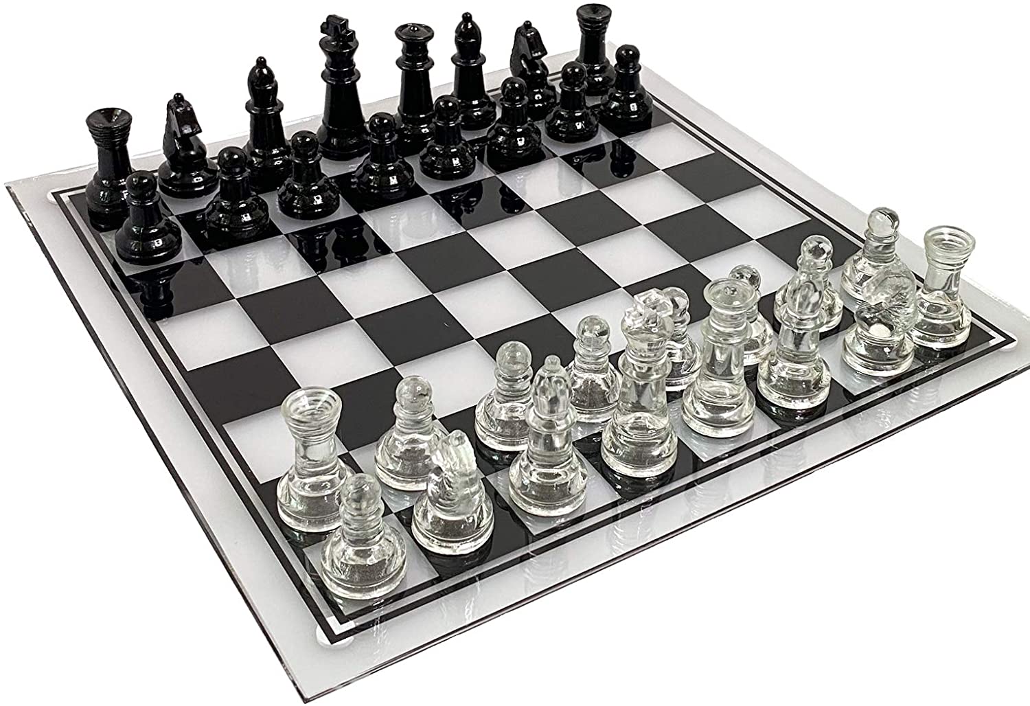 Jeu D'échecs En Verre à Shot - Échiquier 25x25cm Avec 32 Pièces Gobelets, Pour Soirées, Fêtes, Adultes