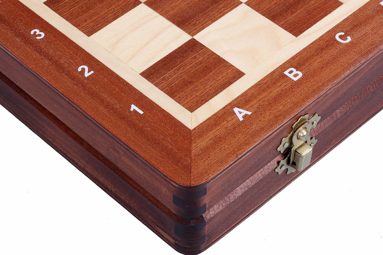 échiquier en bois pliable staunton jeu d'échec en bois de tournois N3 zoom coin