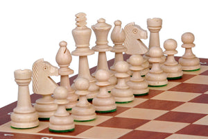 pièces de jeu d'échecs en bois et échiquier en bois staunton 4 de couleur blanche