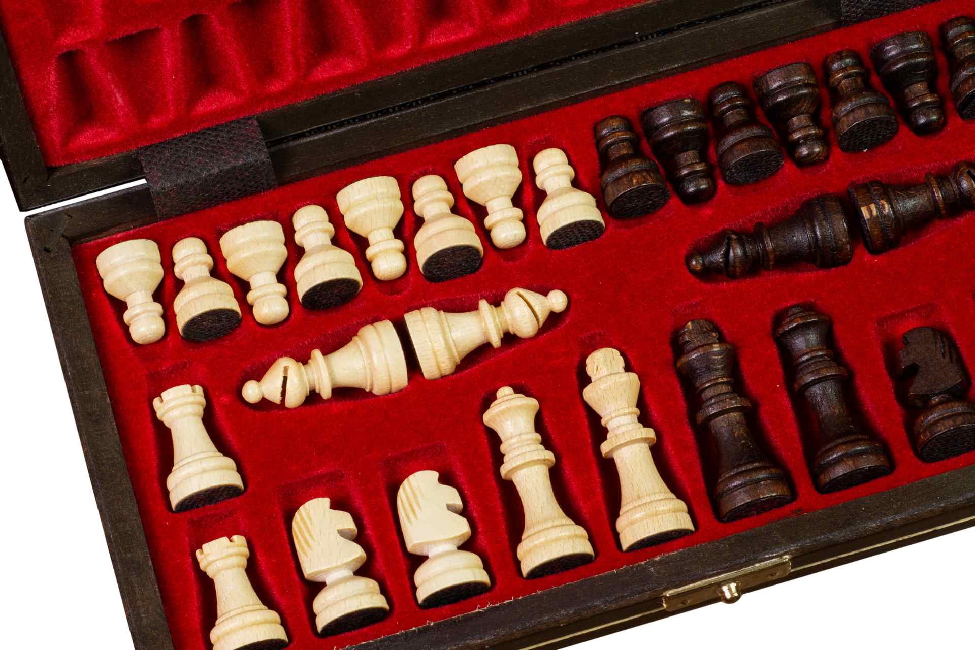 jeu d'échec en bois pliant magnétique de voyage de club avec intérieur de rangement