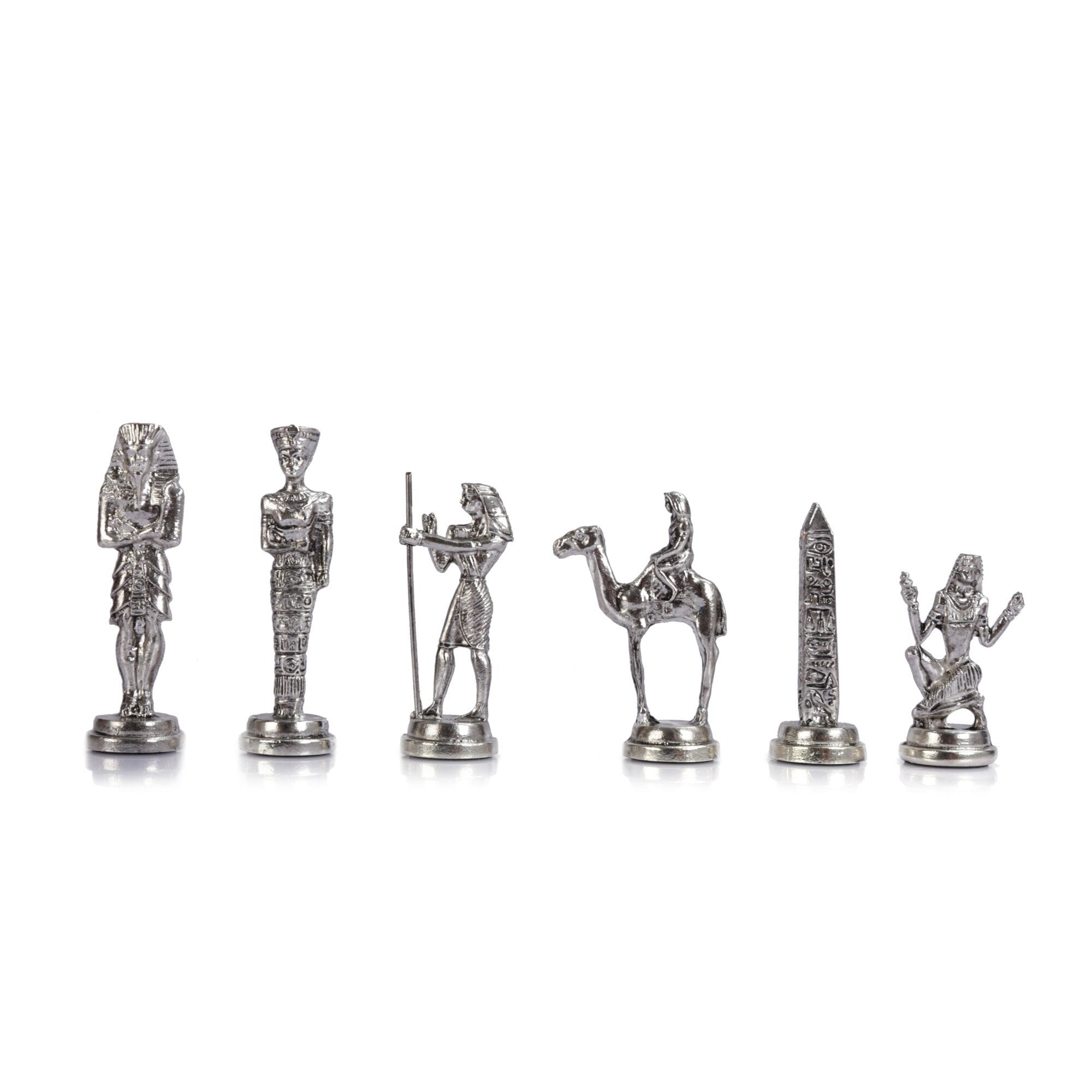 Jeu D’Échecs Égypte Antique Pharaon – Pièces Métal Moulé Main, Plateau Marbre 43 Cm, Décoration & Cadeau Prestige
