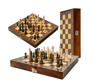 Jeu d'Échecs et Échiquier de Voyage en Bois avec intérieur en Velour jeu d'échec en bois jeux d'échecs de voyage en bois