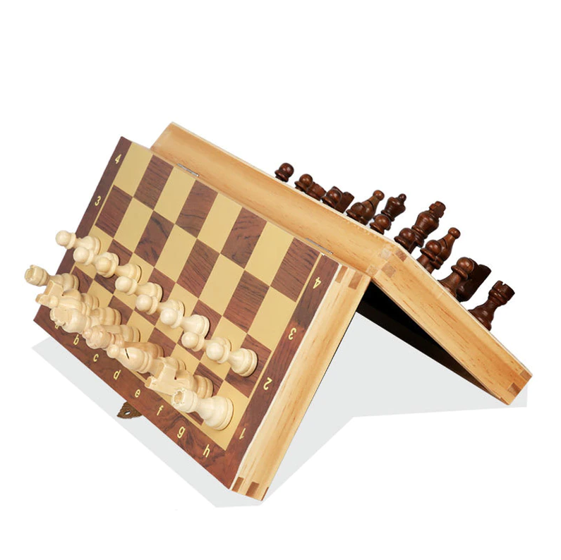 jeu d'échec en bois magnétique échiquier en bois avec pièces d'échecs en bois